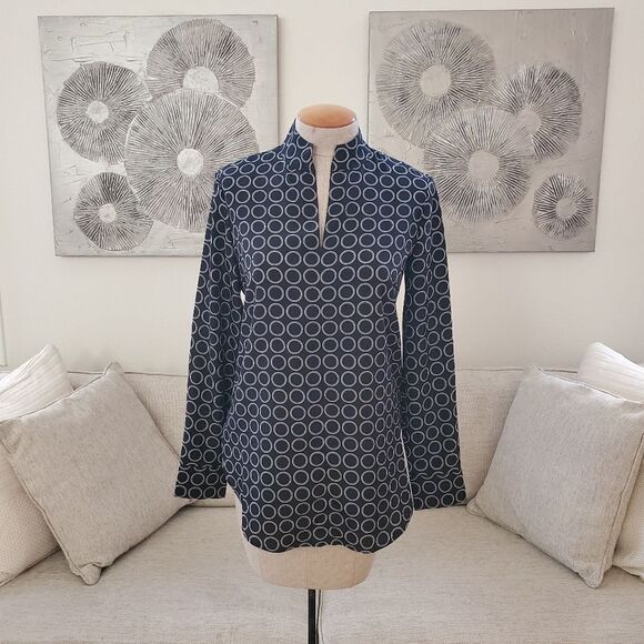 Neiman Marcus Printed V-neck Tunic sz 2 - Picture 3 of 12